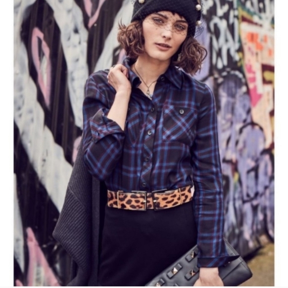 CABI moody plaid peplin button up shirt - Picture 9 of 9